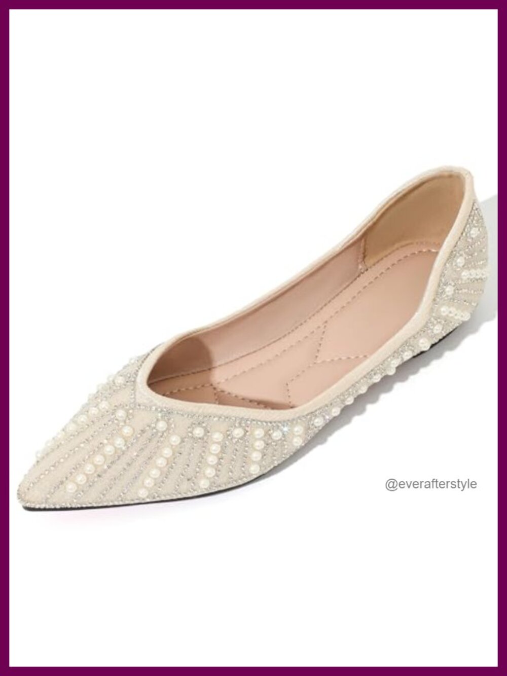 Rhinestone Pointed Toe Flats Memory Foam Wedding Dress Shoes